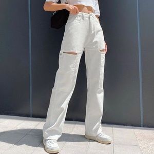 ❌SOLD White Cutout High-Waist Pants